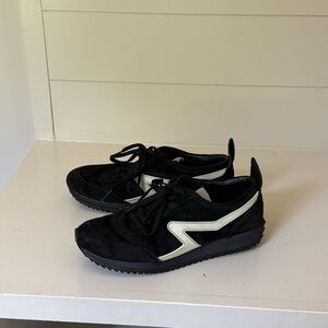 Rag & Bone Women's Retro Runner Lace Up Sneakers Black Size 7.5 Leather Suede